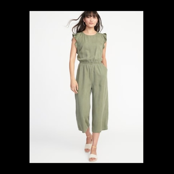 Old Navy Pants - Old navy flutter sleeve jumpsuit olive green
